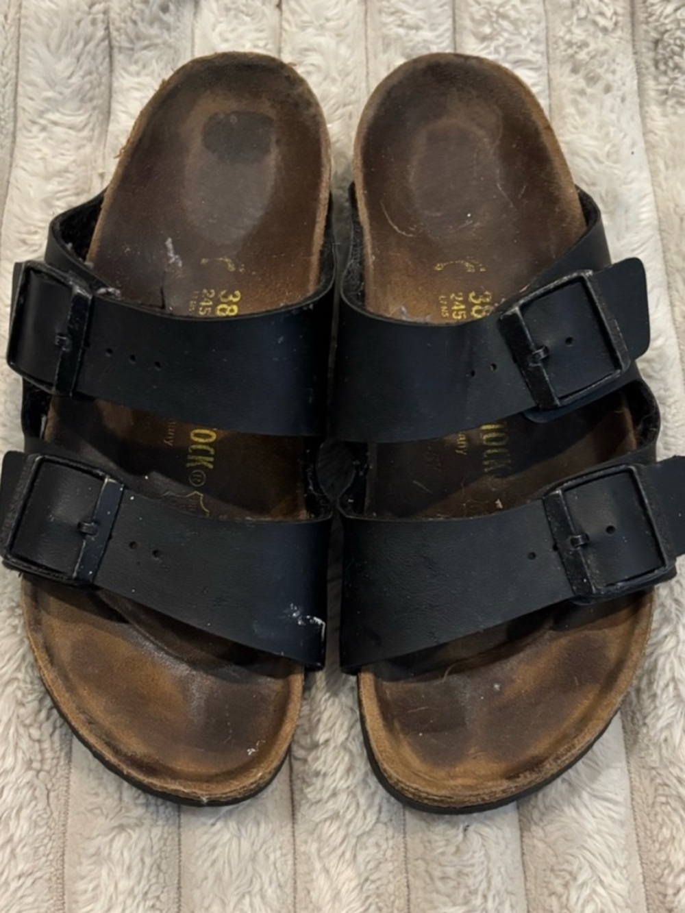 Black Double Strap Slide Sandals woman’s size 38 uk. Us size 8